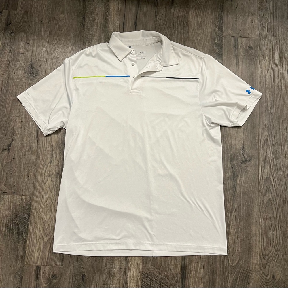 Under Armour Heat Gear Polo Shirt Loose White Mens XL